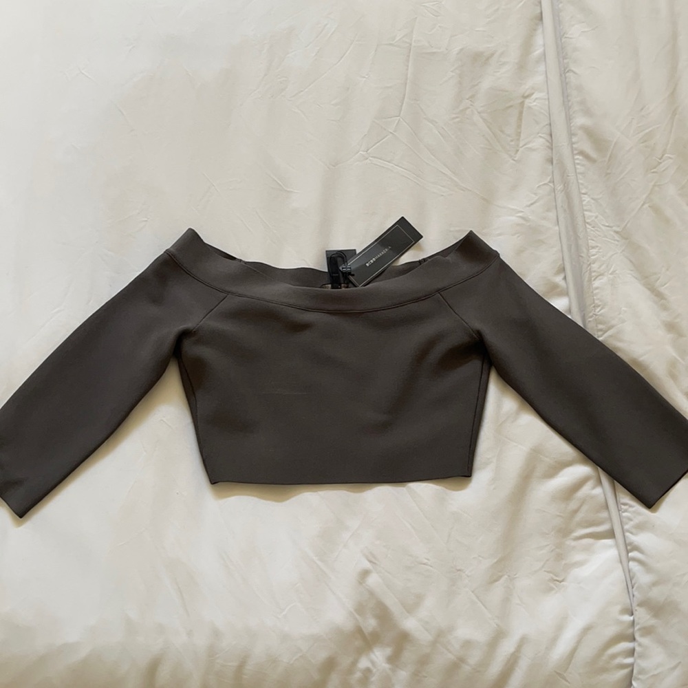NWT BCBGMaxAzria Anja Crop Dark Fatigue Size S